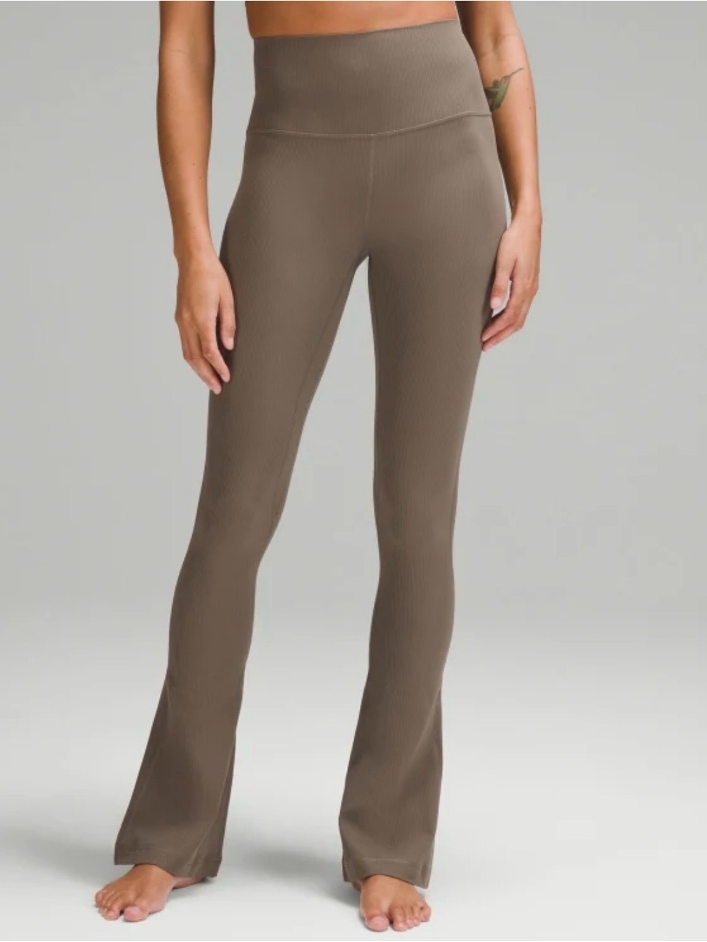 lululemon athletica Ribbed High-Waist Flare Pants in Taupe